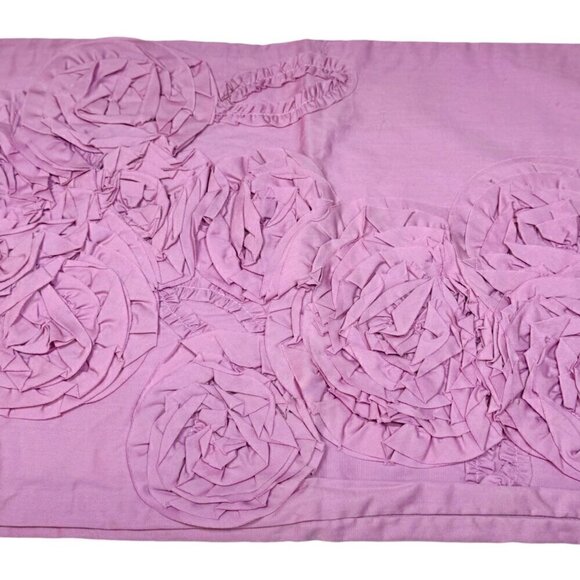 Pottery Barn PBTeen Lumbar Pillow Cover 2PCs Set Lilac Pink Roses Floral Ruffles - Picture 4 of 8